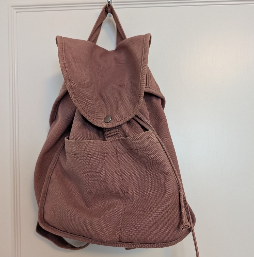 BAGGU Dusty Pink Canvas Drawstring Backpack